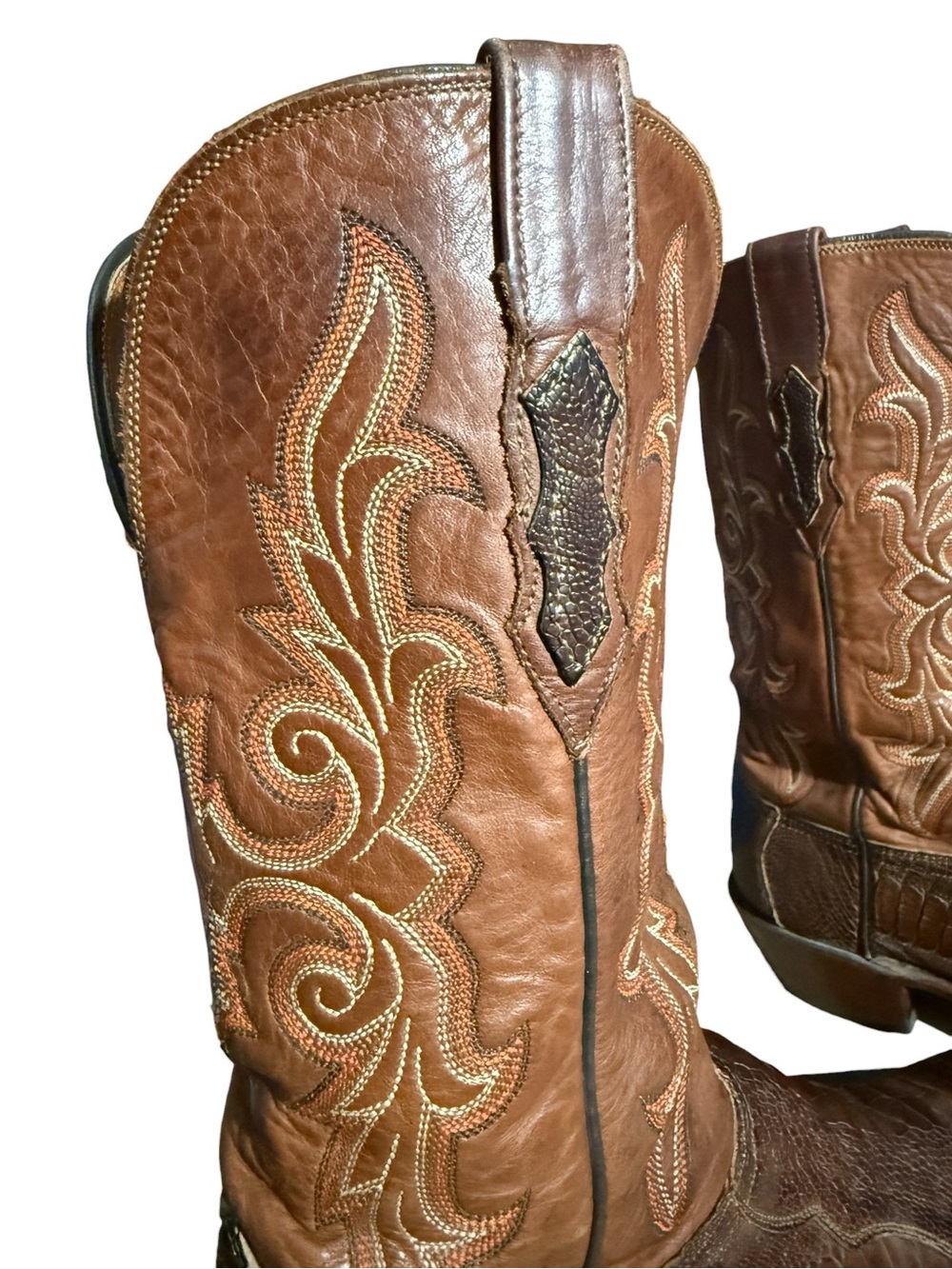 Lucchese 1883 Women's Ostrich Leg Cowboy Boots N4064 54 Brown Size 9B Exotic - Picture 11 of 15